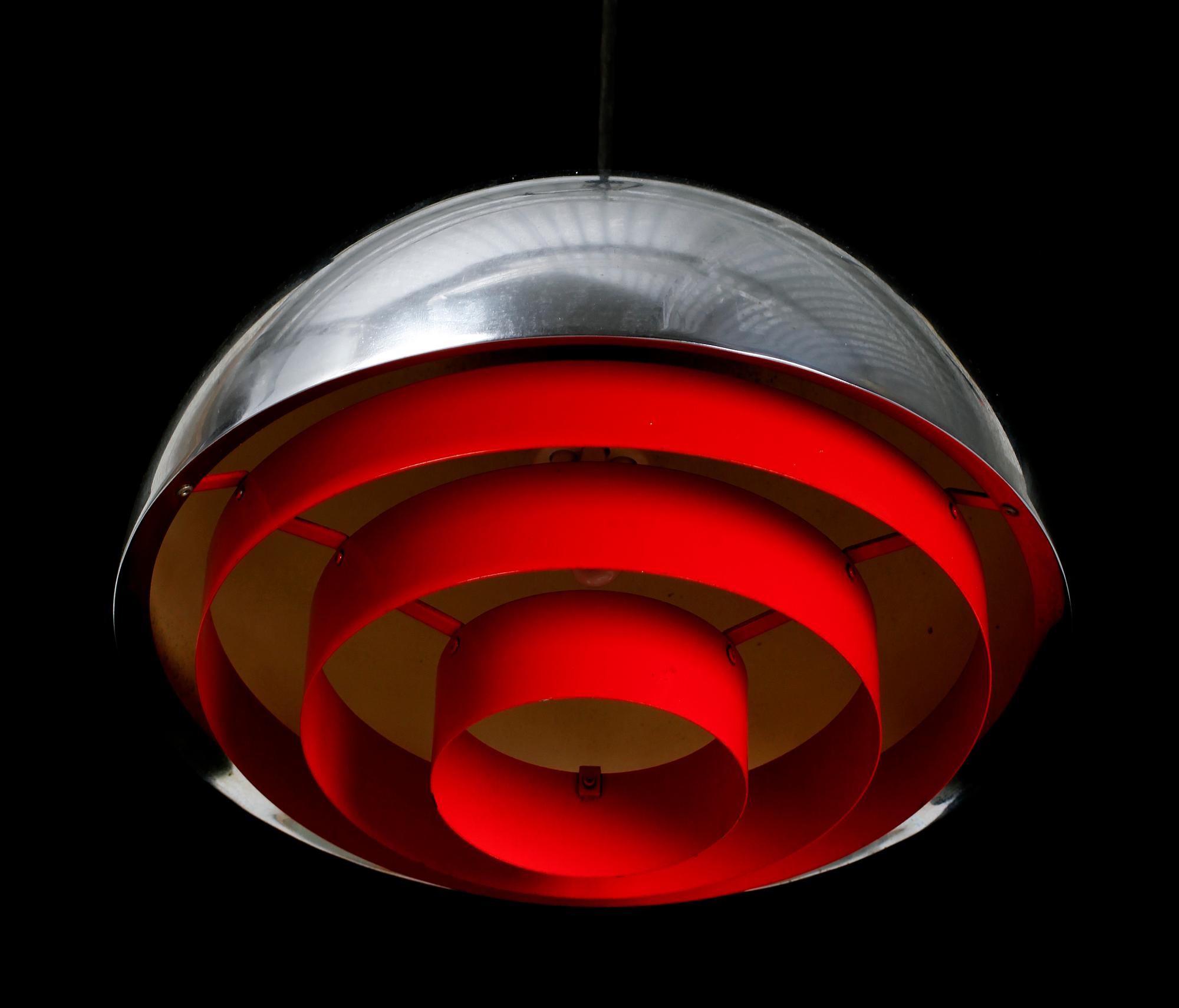 TAKLAMPA, metall, sannolikt Lyfa, Danmark, 1960-tal.