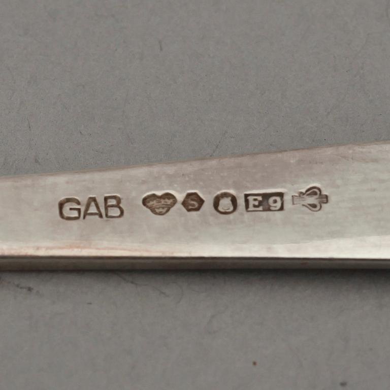 KAFFESKEDAR, 12 st, silver, "Rosenholm", GAB, 1900-tal, vikt 146g.