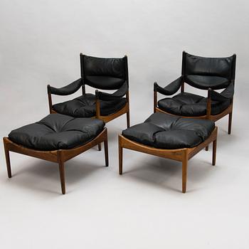 CHRISTIAN VEDEL, a pair of 1960's 'Modus' armchairs and two stools for Sören Willadsen, Denmark.