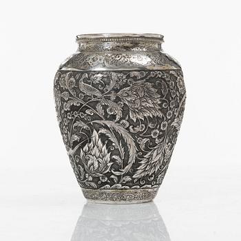 A Persian silver vase, 20th century.