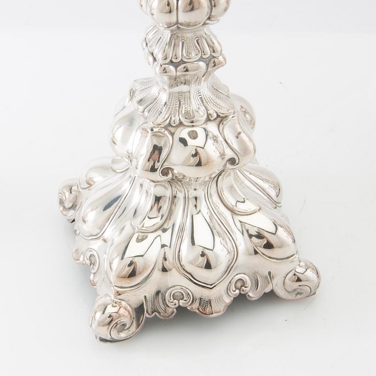 Ljusstakar 4 st silver svenska importstämplar Rokoko-stil 1900-tal.