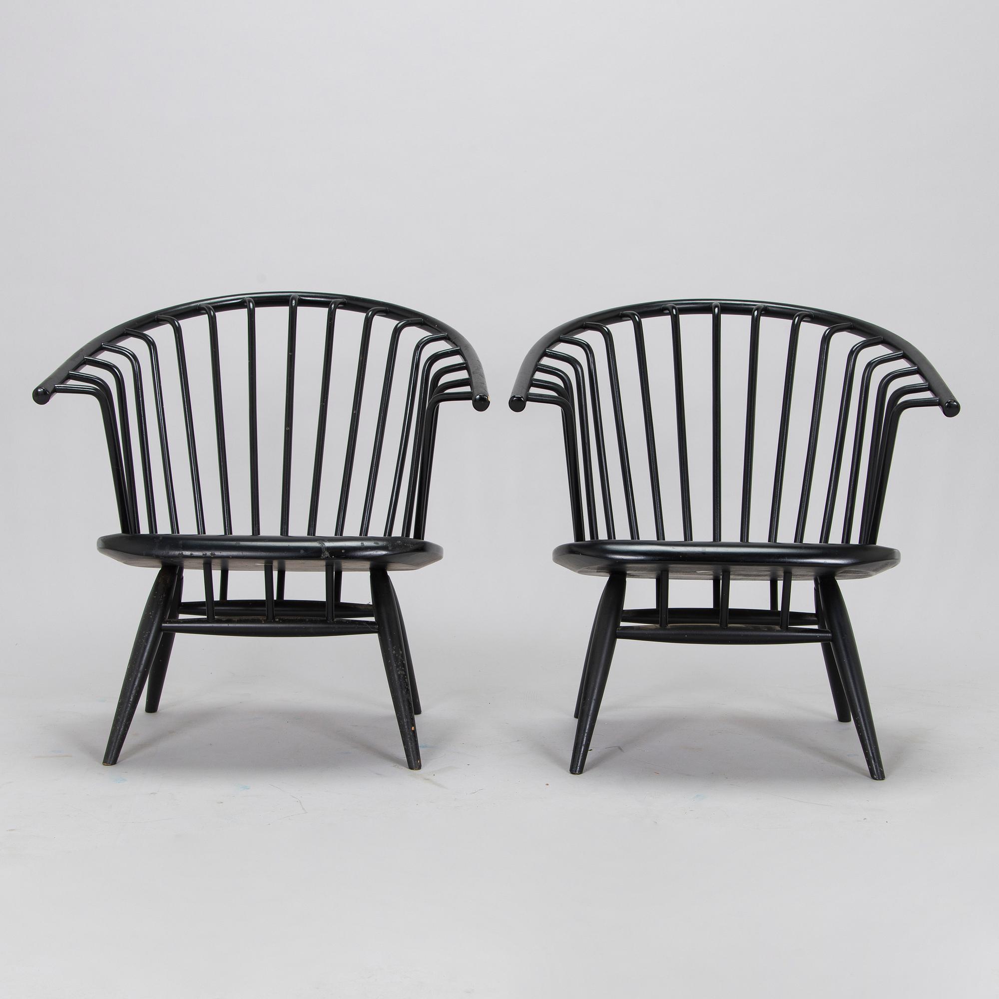 Ilmari Tapiovaara, a pair of 1960s 'Crinolette' chairs, Asko, Finland.