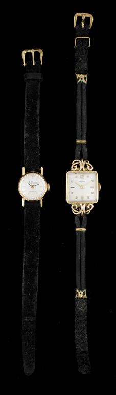 ARMBANDSUR, dam, 2st, 18k guld, omkring 190-talets mitt.