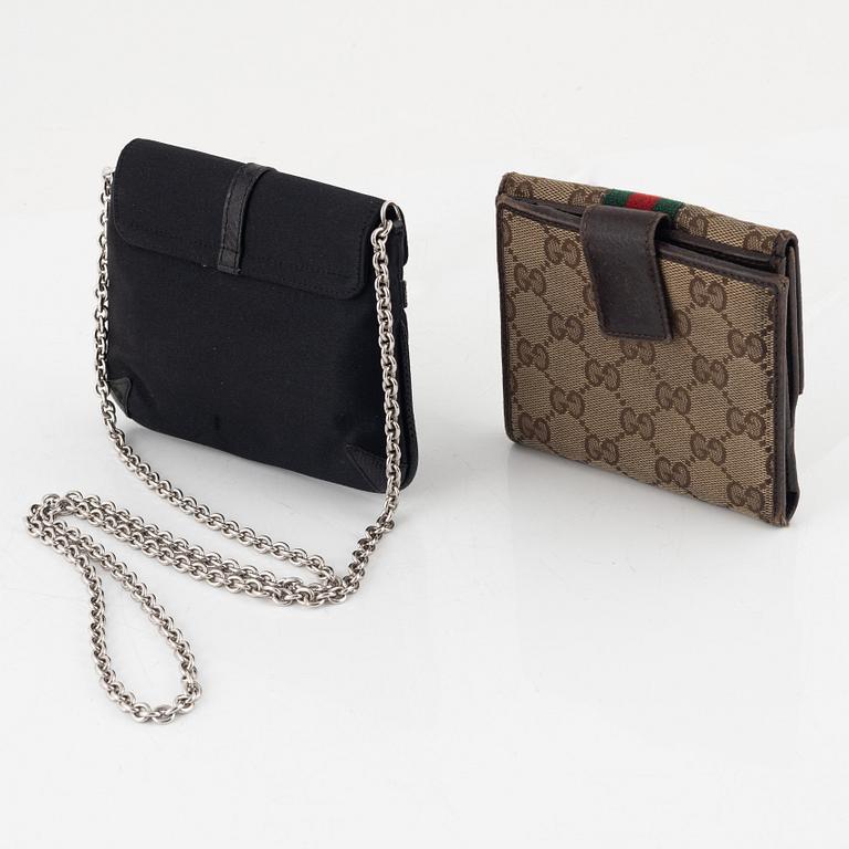 Gucci, aftonväska samt plånbok.