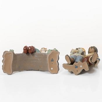 Lladró, five figurines, including "Arctic friends", "Arctic allies", "The old fishing hole", Spain.