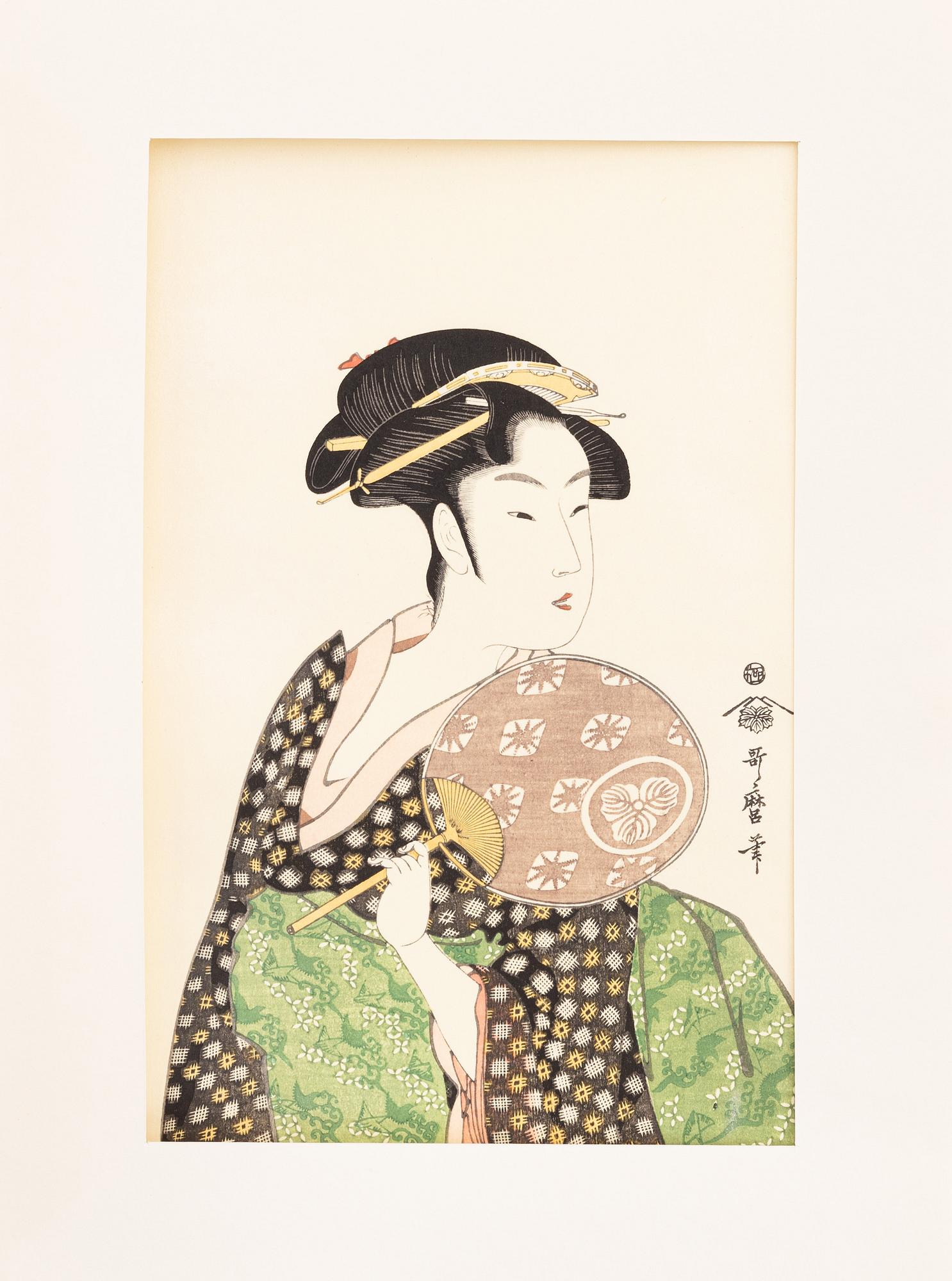 Kitagawa Utamaro, efter, färgträsnitt, 6st, Japan, 1900-talets andra hälft.