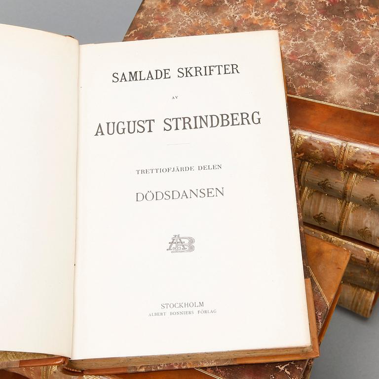 BOKVERK, 30 volymer, 1-40, Strindbergs samlade verk, Albert Bonniers förlag, Stockholm 1910-20-tal.