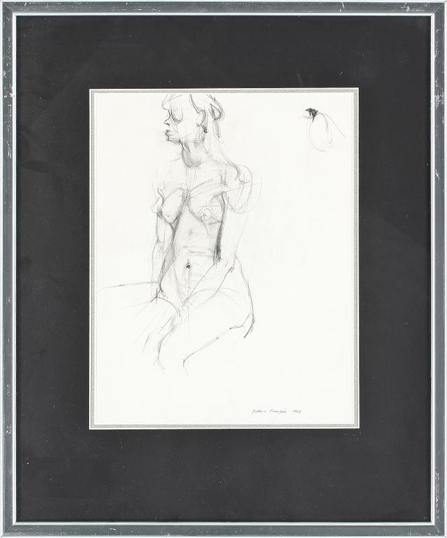 JOHN-E FRANZÉN, blyertsteckning, signerad John-E Franzén och daterad 1964.