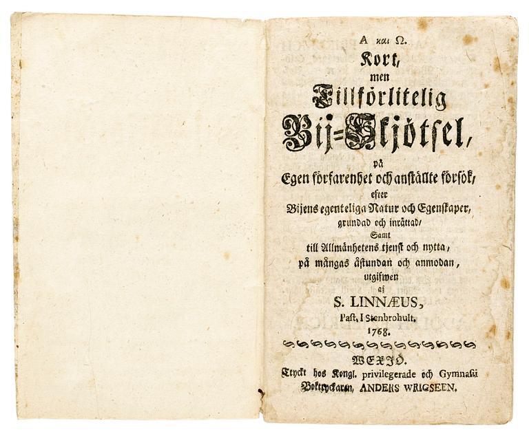Samuel Linnaeus, "Kort men tillförlitelig Bij-Skjötsel".