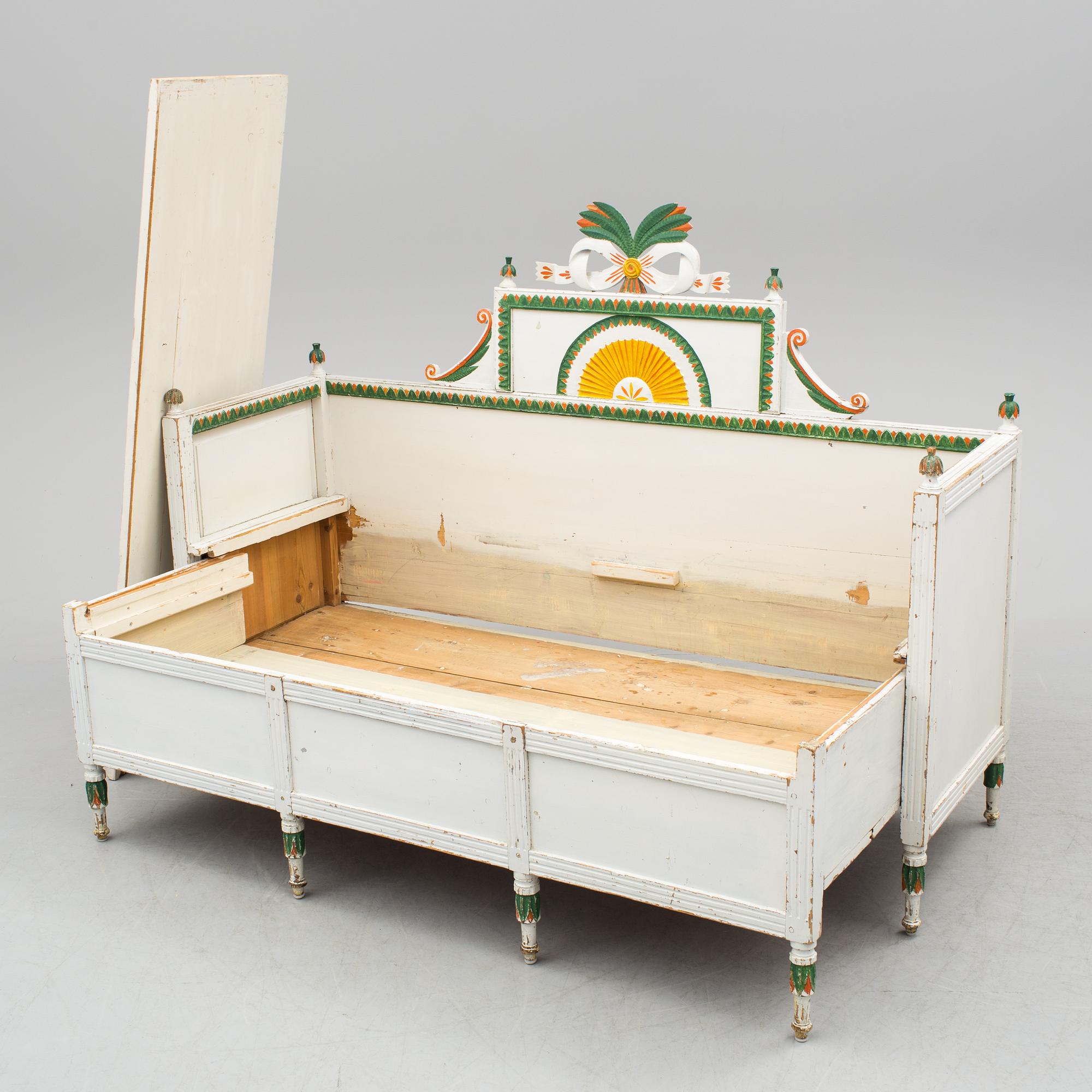 A early 19th century Swedish folk art folding bed from Forsa in Hälsingland.
