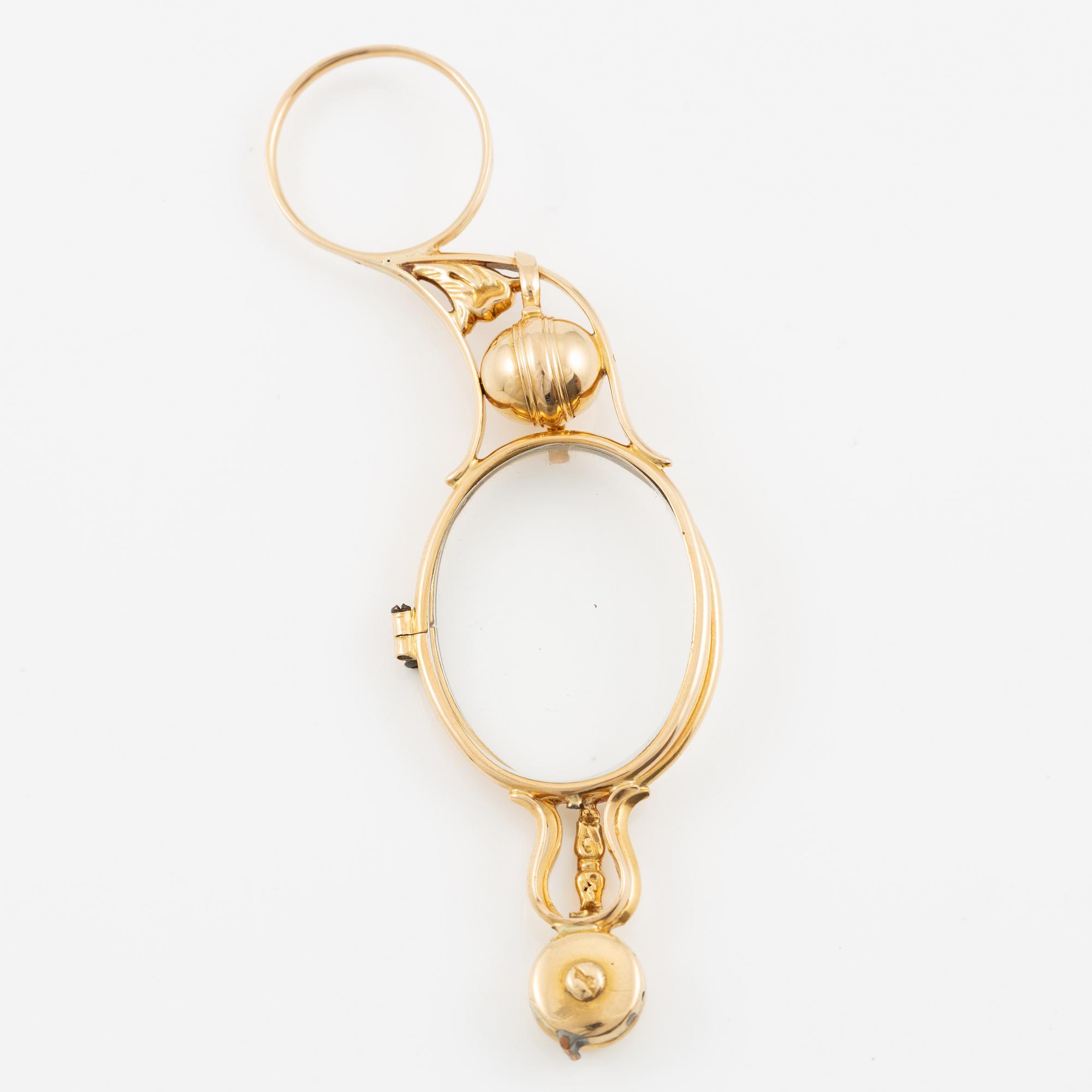 Lorngette, 18K gold with glass.