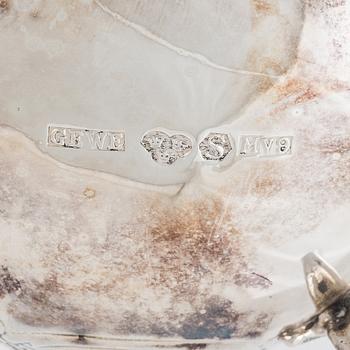 A Swedish Silver Coffee Pot, Creamer and Sugar Bowl, mark of Gewe Silvervarufabriken, Malmö 1971-73.