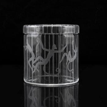 An Edward Hald engraved glass box, Orrefors 1945.