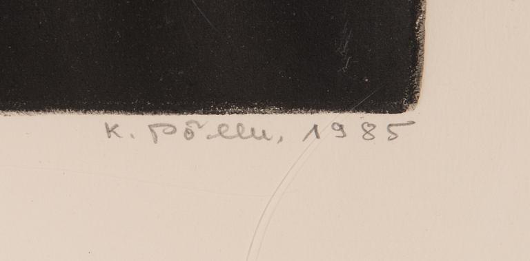 Kaljo Põllu, mezzotinto, signeerattu ja päivätty 1985, numeroitu 32/50.