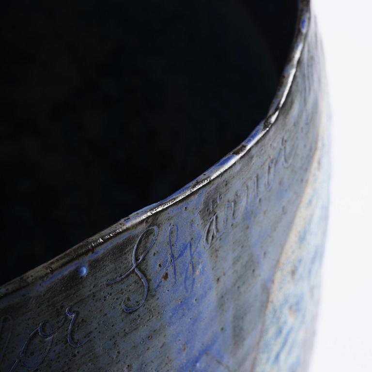 Eva Bengtsson, a stoneware floor vase, own studio, Frillesås, around the year 2000.