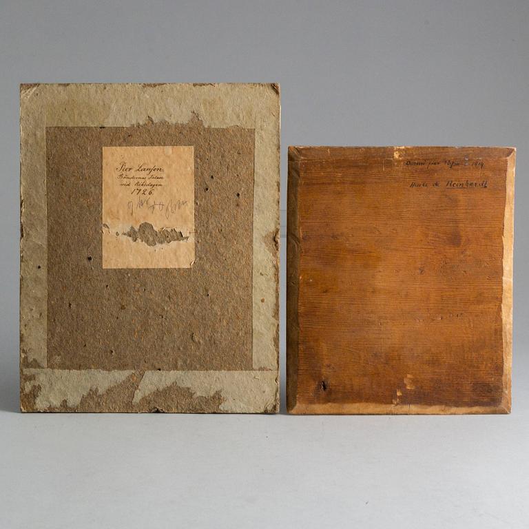 OKÄND KONSTNÄR, 1700-TAL. 2 st, olja på duk, pannå.