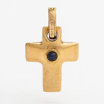 Hänge, kors, 18K guld med safir.