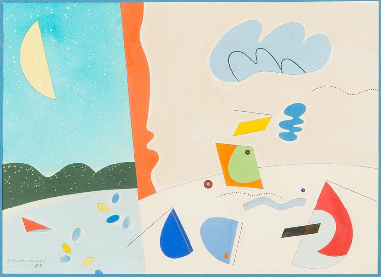 Juhani Hakalahti, akvarell och gouache, signerad och daterad -89.