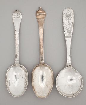 SKEDAR, 3 st, silver, bla England, 1700-1800-tal. Tot ca 140 gram.