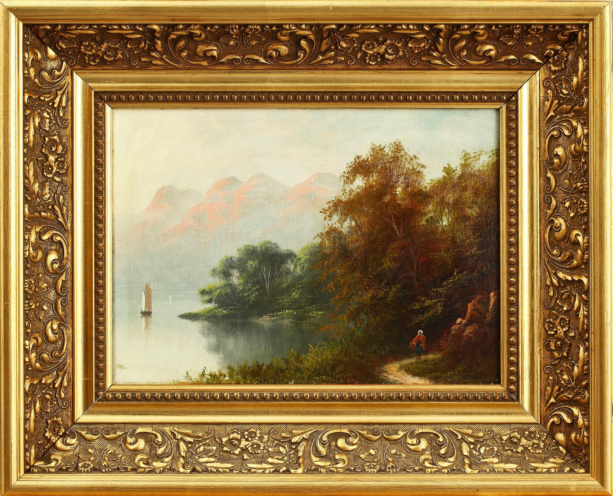 OKÄND KONSTNÄR, olja på pannå, sign W Carlo, 1800-tal.