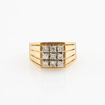 Ring 18K rose and white gold set with round brilliant-cut diamonds.