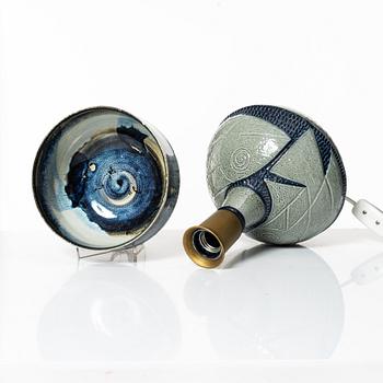 Carl-Harry Stålhane, bowl and Charlotte Hamilton, table lamp, stoneware, Rörstrand.