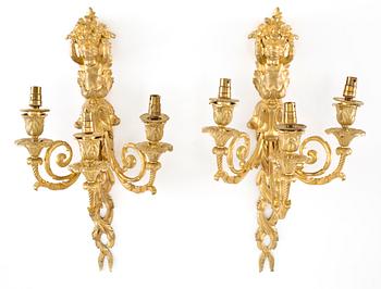 VÄGGAPPLIQUER, brons. Louis XVI-stil ca 1870.