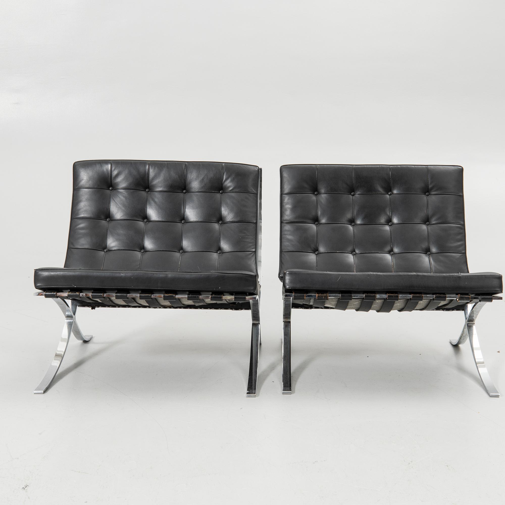 Ludwig Mies van der Rohe, Fåtöljer, ett par, "Barcelona", Knoll.