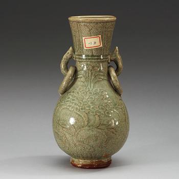 A celadon glazed vase, Ming dynasty.