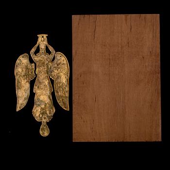 BESLAG, 2 st, förgylld mässing, 1900-talets början.