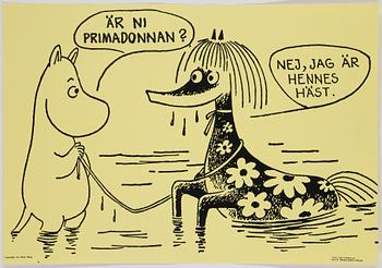 TOVE JANSSON, six Moomin posters from Bull's Presstjänst, Art Work Shop, 1960's.