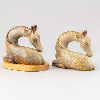 GUNNAR NYLUND, two stoneware sculptures of giraffes, Rörstrand, Sweden.