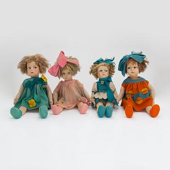 Four Italian 1920s Lenci dolls.