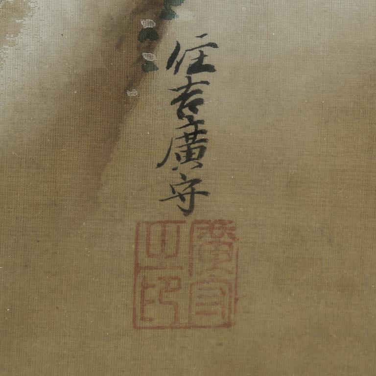 MÅLNING, okänd konstär, akvarell och tuch. Japan, omkring 1800.