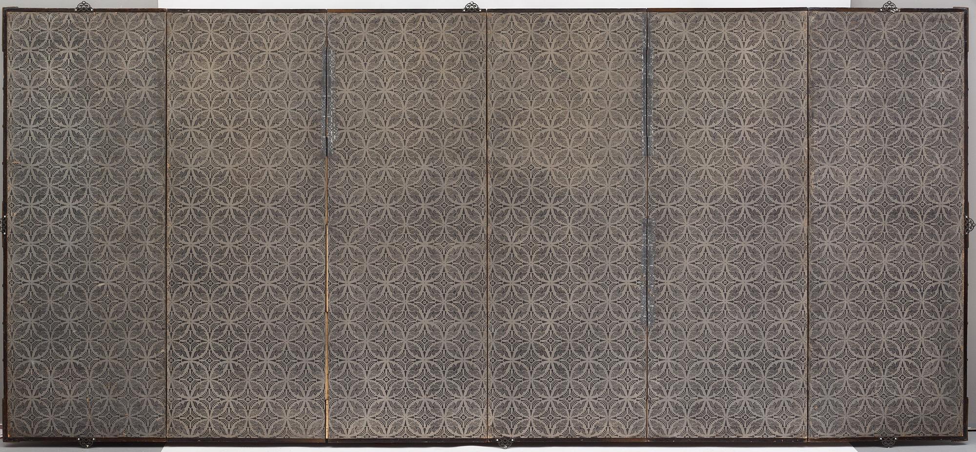 A Japanese six fold screen, Edo period (1603-1868).