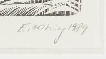 Enno Ootsing, a set of two woodcuts and one linout, signed and dated 1984, 1985 and 1993.