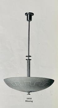 Harald Notini, bordslampa, modell "6944" med glasskärm modell "10050", Arvid Böhlmarks Lampfabrik, 1920-1930-tal.