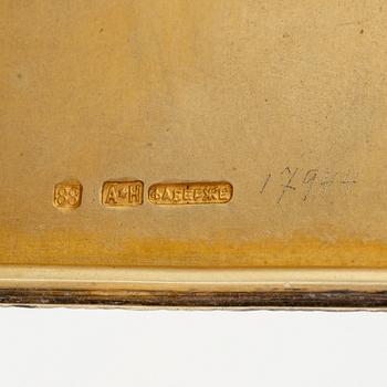 A Silver-gilt Fabergé Cigarette and Match Case, workmaster August Frederik Hollming, St. Petersburg 1908-1917.