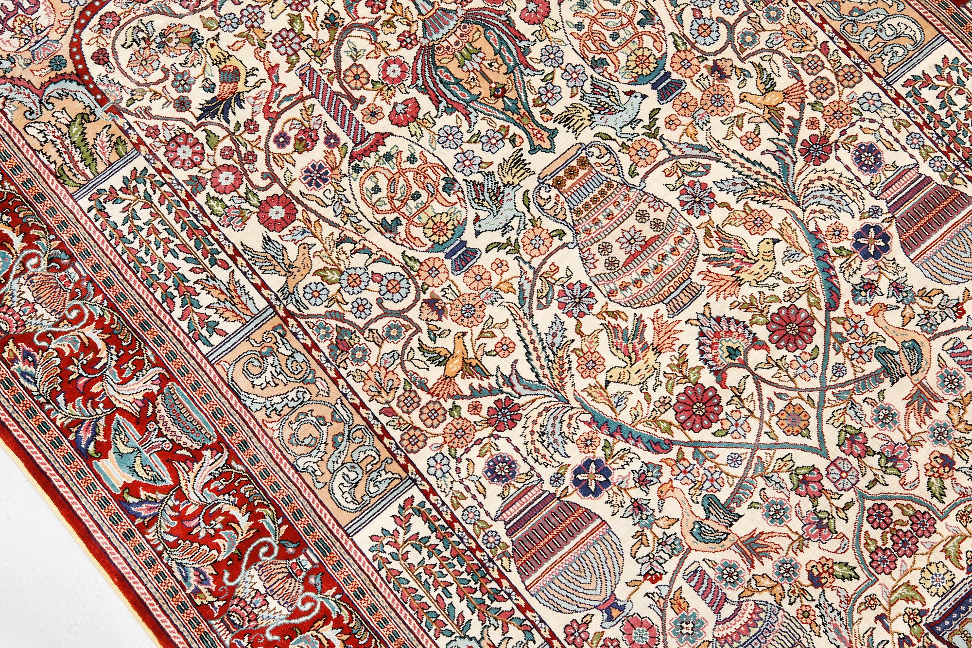 Matta, orientalisk, silke, silkesvarp, ca 1,000,000 knutar /kvm, ca 153 x 94 cm.
