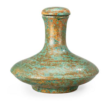 A Hans Hedberg faience bottle with stopper, Biot, France.