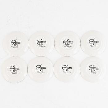 Piero Fornasetti, glasunderlägg, 8 st, "Adamo ed Eva",flintgods, Milano, Italien, 1965.