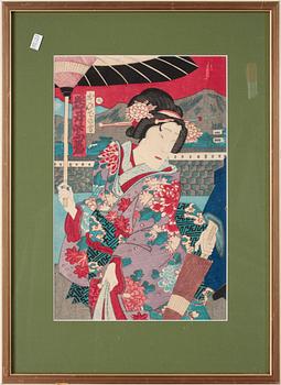 Chikanobu · CHIKANOBU, träsnitt, Japan, signerad.