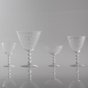 a glass set of table ware of 25 pcs by Johansfors, 20th century.