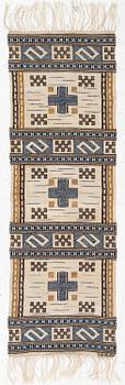 Märta Måås-Fjetterström, a 'Blå essbård' (also  S-bård), flat weave c. 142 x 42 cm, signed AB MMF.