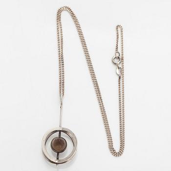 Elis Kauppi, a silver and smoky quartz pendant, Kupittaan Kulta, Turku. With sterling silver chain.