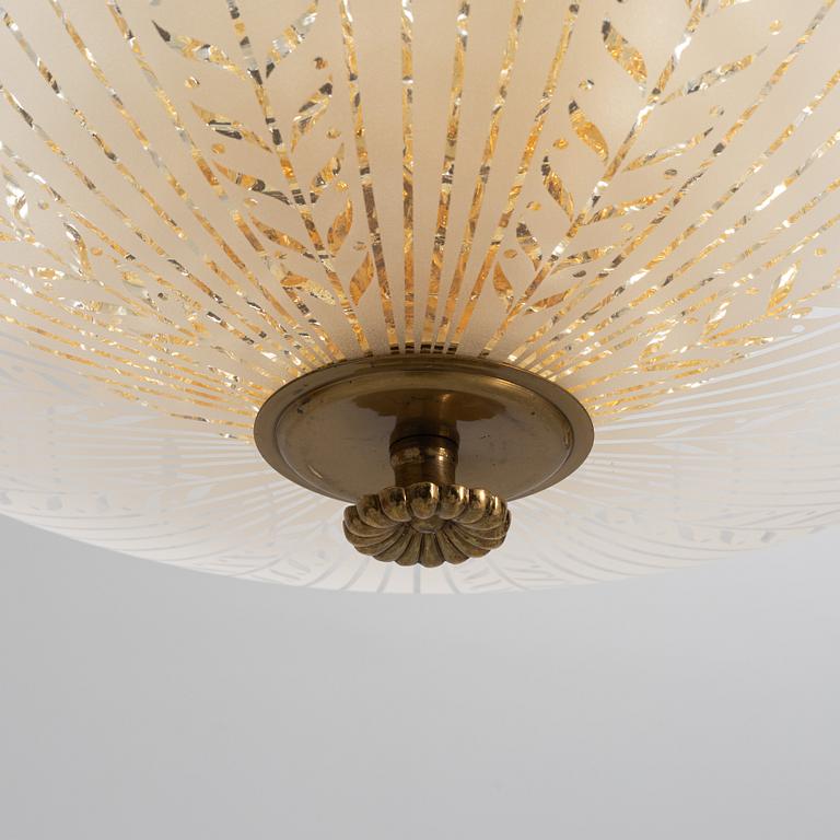 Taklampa, Swedish Modern, Orrefors, 1940-tal.