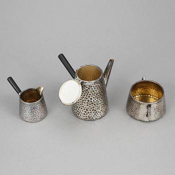 KAFFESERVIS, 3 delar, silver, Köpenhamn 1896-97. Tot ca 280gram.
