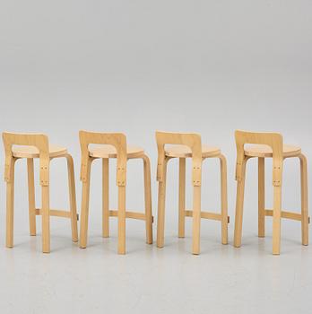 Alvar Aalto, four K65 bar stools, Artek, 2019.