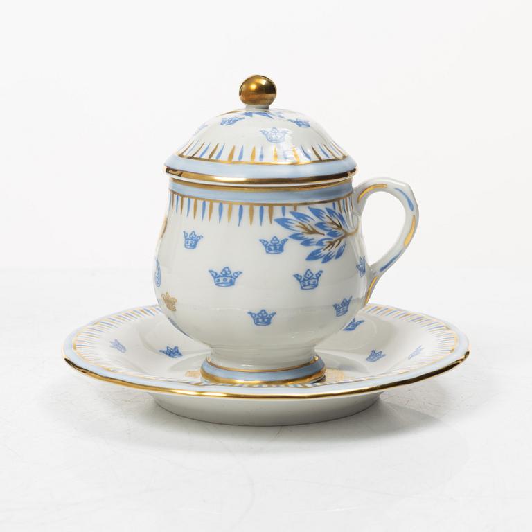 Eleven porcelain custard cups with covers and saucers, Rörstrand, Sweden, second half of the 20th century.