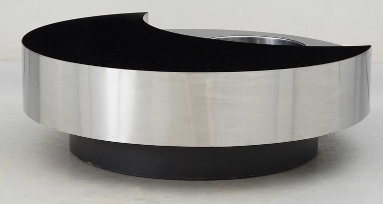 A Willy Rizzo revolving coffee table with bar, France, 1970s.